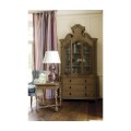 Oulton Vintage Oak Cabinet with Glass Doors & Wooden Shelves