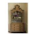 Oulton Vintage Oak Cabinet with Glass Doors & Wooden Shelves