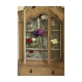 Oulton Vintage Oak Cabinet with Glass Doors & Wooden Shelves