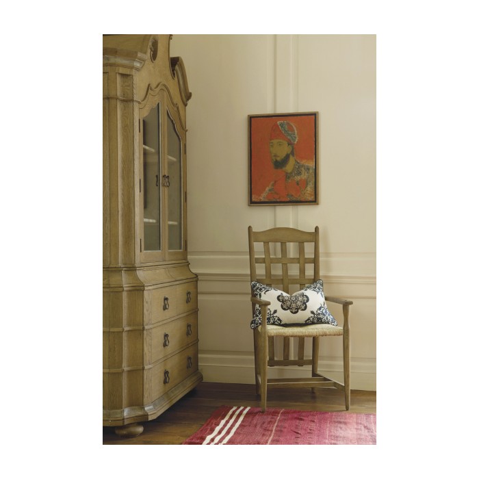 Oulton Vintage Oak Cabinet with Glass Doors & Wooden Shelves