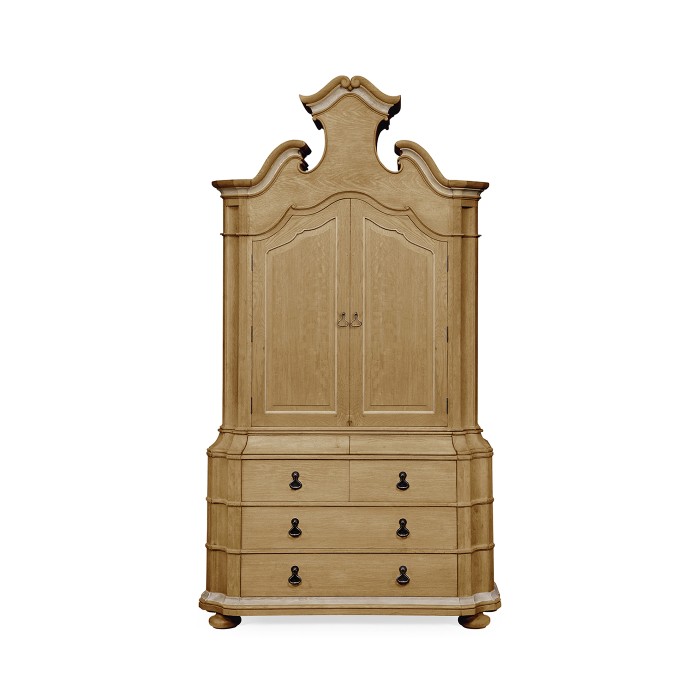 Oulton Vintage Oak Cabinet with Wooden Doors & Shelves