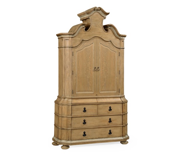 Oulton Vintage Oak Cabinet with Wooden Doors & Shelves