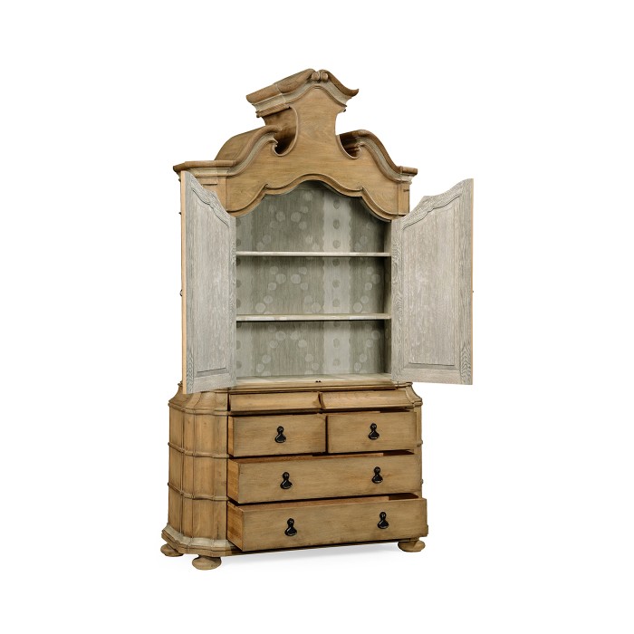 Oulton Vintage Oak Cabinet with Wooden Doors & Shelves