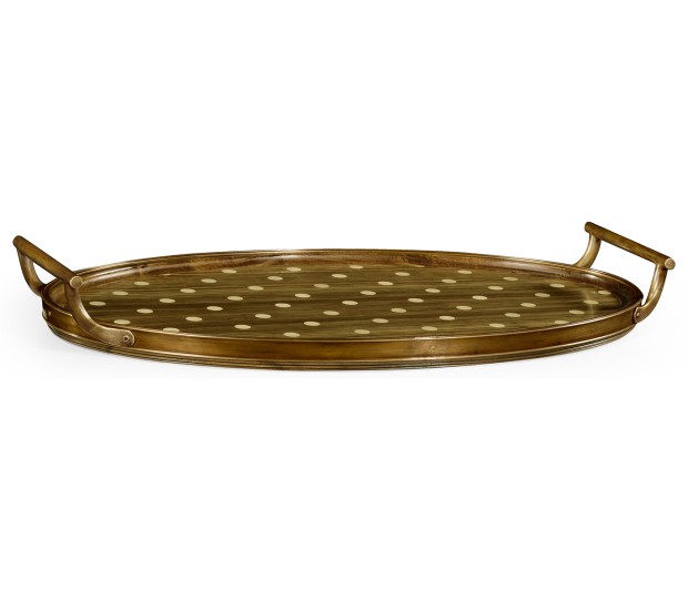 Oval Natural Acacia & Polka Dot Tray