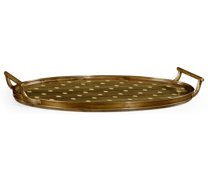 Oval Natural Acacia & Polka Dot Tray