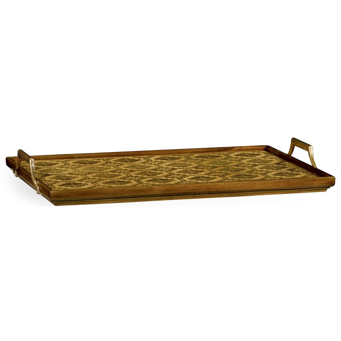 Rectangular Natural Acacia & Geometric Inlaid Tray