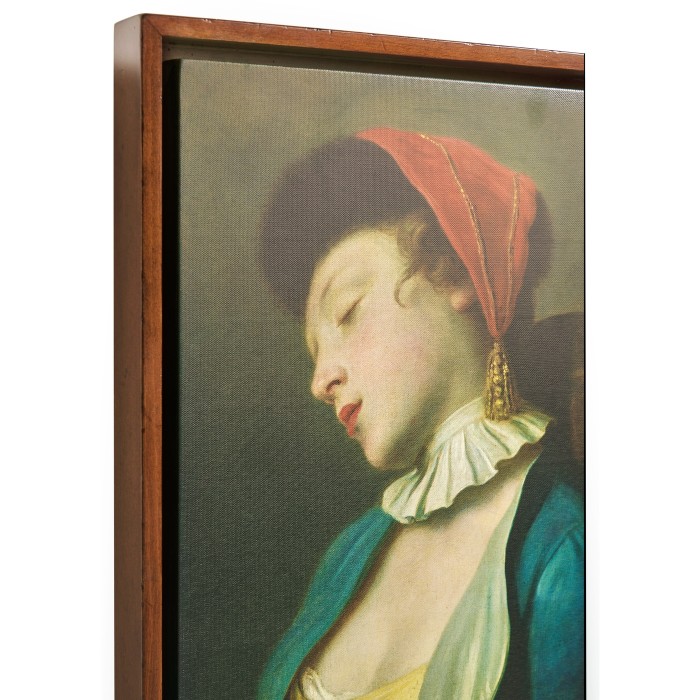 Sleeping Girl Painting on Medium Walnut Frame