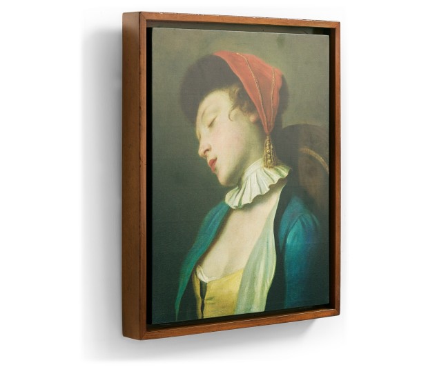 Sleeping Girl Painting on Medium Walnut Frame