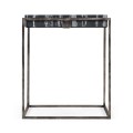 Square Iron End Table with a Black Marble Top