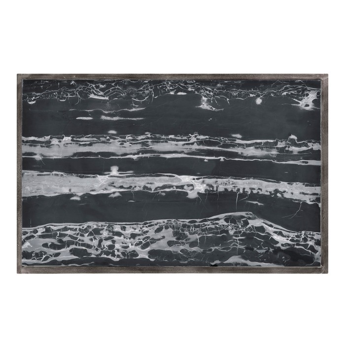 Rectangular Iron End Table with a Black Marble Top