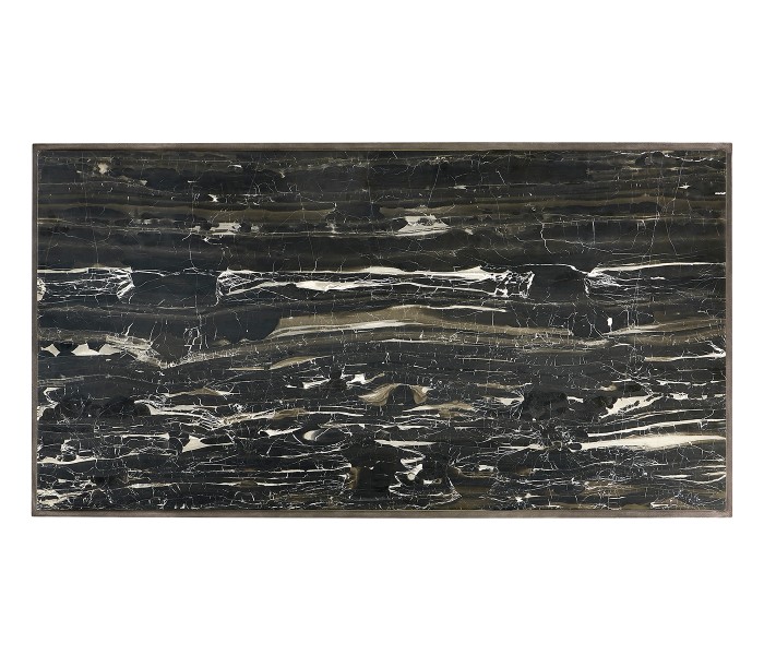 Rectangular Iron Cocktail Table with a Black Marble Top
