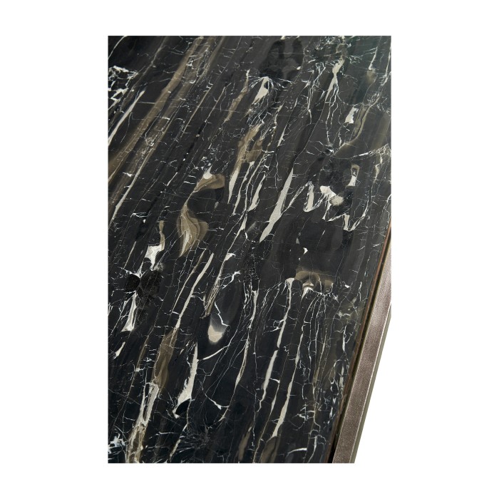 Rectangular Iron Cocktail Table with a Black Marble Top