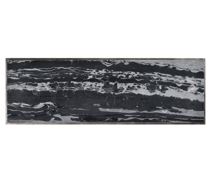 Rectangular Iron Console Table with a Black Marble Top