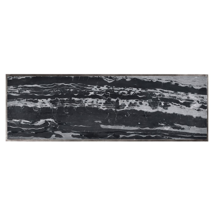 Rectangular Iron Console Table with a Black Marble Top
