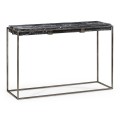 Rectangular Iron Console Table with a Black Marble Top