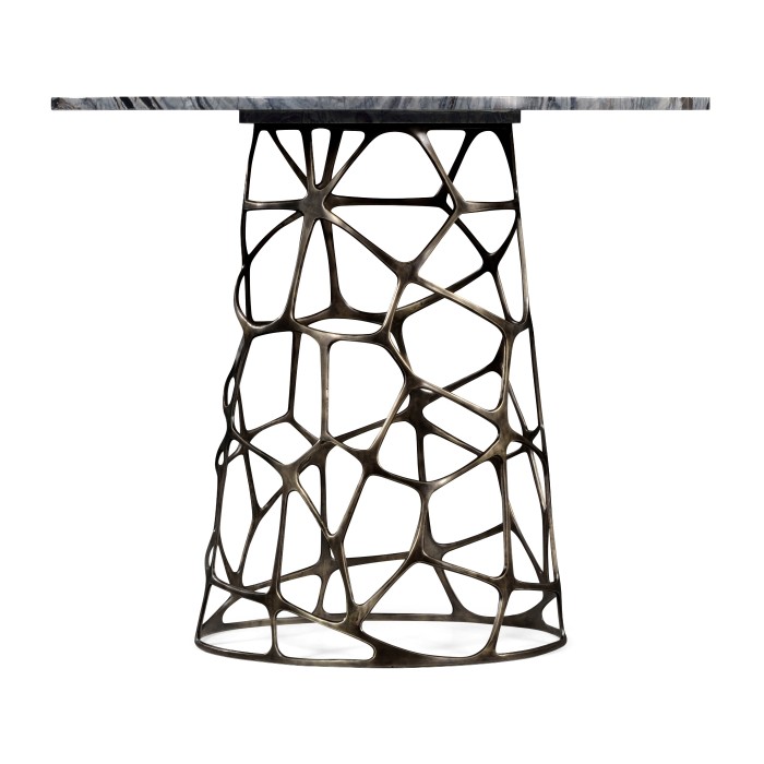 Round Geometic Brass Coffee Table with a Grey Marble Top