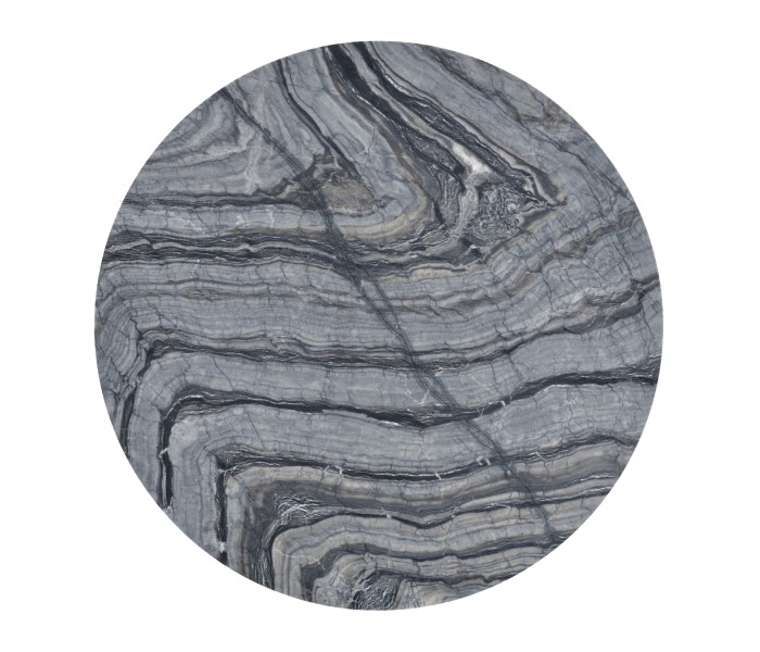 Round Geometic Brass Coffee Table with a Grey Marble Top