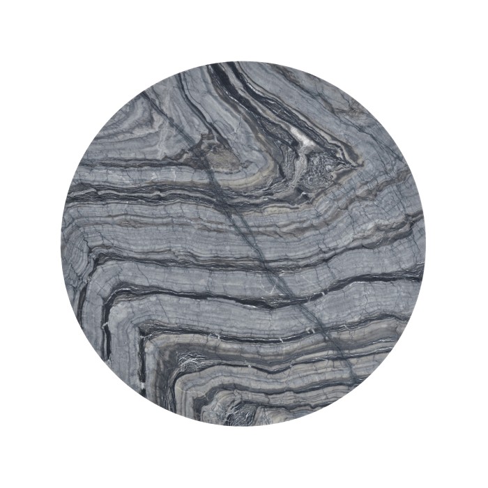 Round Geometic Brass Coffee Table with a Grey Marble Top