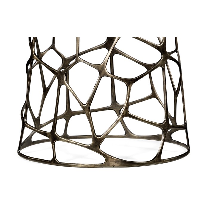Round Geometic Brass Coffee Table with a Grey Marble Top