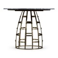 Round Geometric Dome Brass Breakfast Table with A Grey Marble Top 36