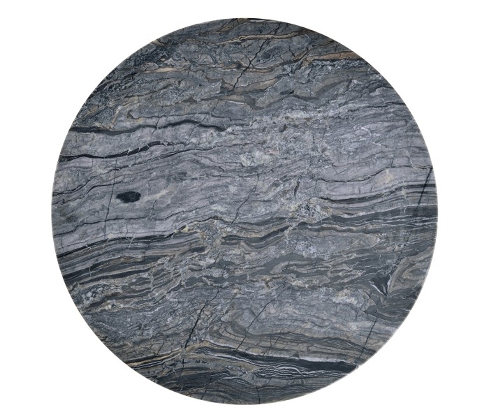 Round Geometric Dome Brass Breakfast Table with A Grey Marble Top 36