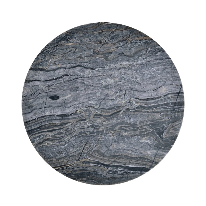 Round Geometric Dome Brass Breakfast Table with A Grey Marble Top 36
