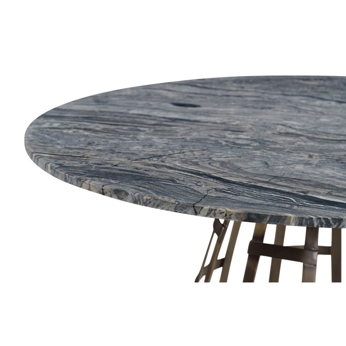 Round Geometric Dome Brass Breakfast Table with A Grey Marble Top 36