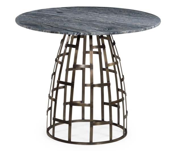 Round Geometric Dome Brass Breakfast Table with A Grey Marble Top 36