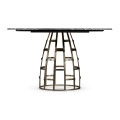 Round Geometric Dome Brass Dining Table with A Grey Marble Top 51