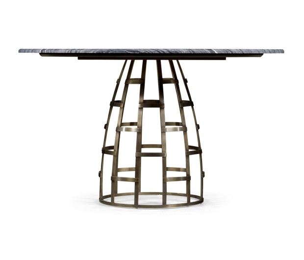Round Geometric Dome Brass Dining Table with A Grey Marble Top 51