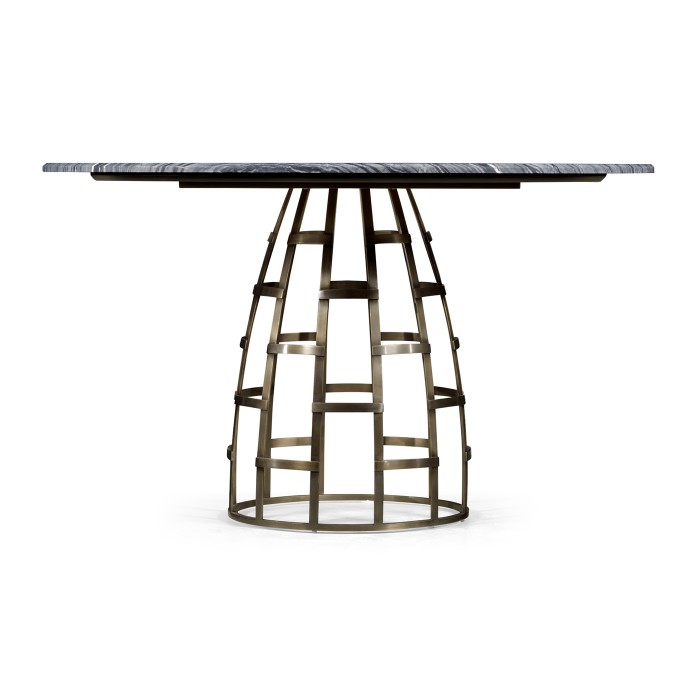 Round Geometric Dome Brass Dining Table with A Grey Marble Top 51