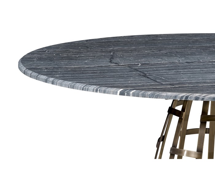Round Geometric Dome Brass Dining Table with A Grey Marble Top 51