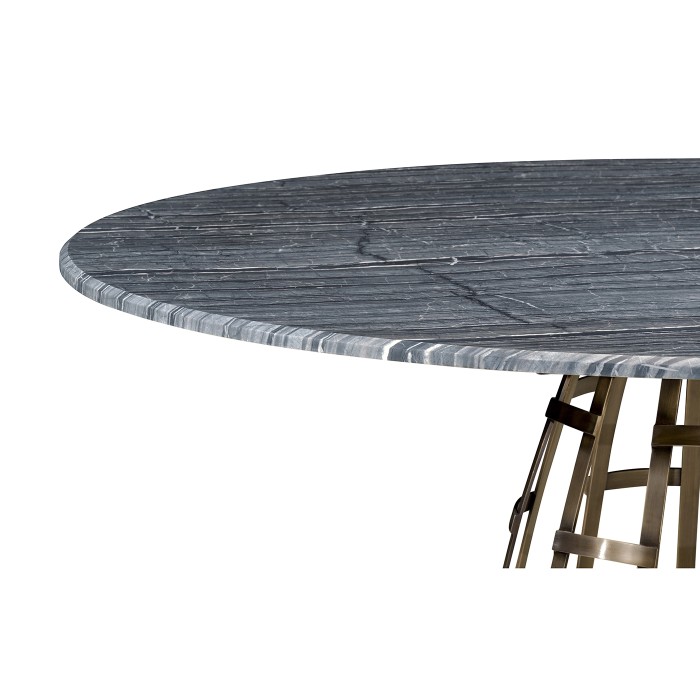 Round Geometric Dome Brass Dining Table with A Grey Marble Top 51