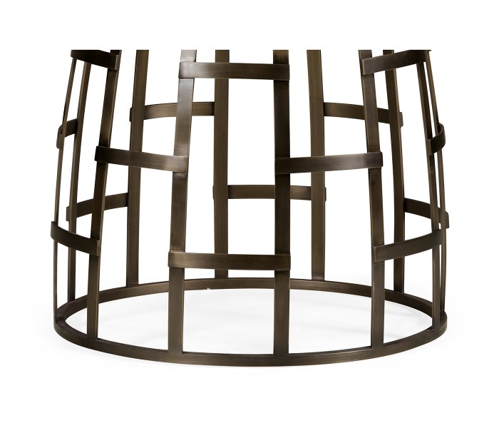 Round Geometric Dome Brass Dining Table with A Grey Marble Top 51