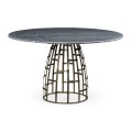 Round Geometric Dome Brass Dining Table with A Grey Marble Top 51