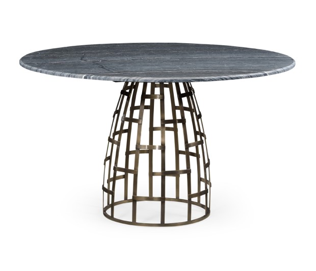 Round Geometric Dome Brass Dining Table with A Grey Marble Top 51