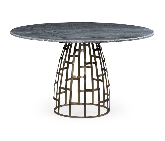 Round Geometric Dome Brass Dining Table with A Grey Marble Top 51