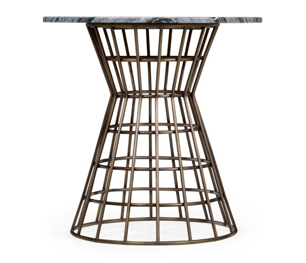 Round Geometric Antique Brass Centre Table with a Grey Marble Top 25