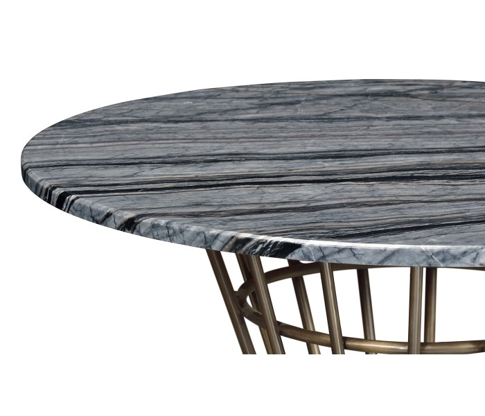 Round Geometric Antique Brass Centre Table with a Grey Marble Top 25