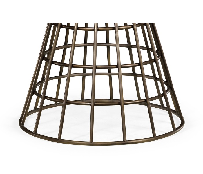 Round Geometric Antique Brass Centre Table with a Grey Marble Top 25