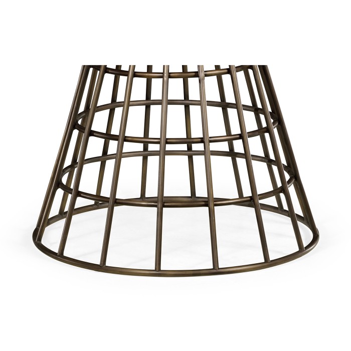 Round Geometric Antique Brass Centre Table with a Grey Marble Top 25