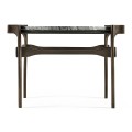 Low Round Solid Brass Coffee Table with a Grey Marble Top