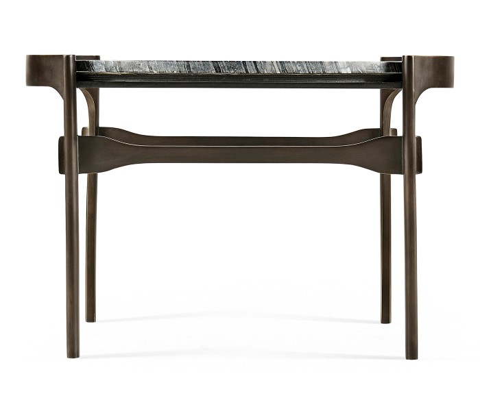 Low Round Solid Brass Coffee Table with a Grey Marble Top