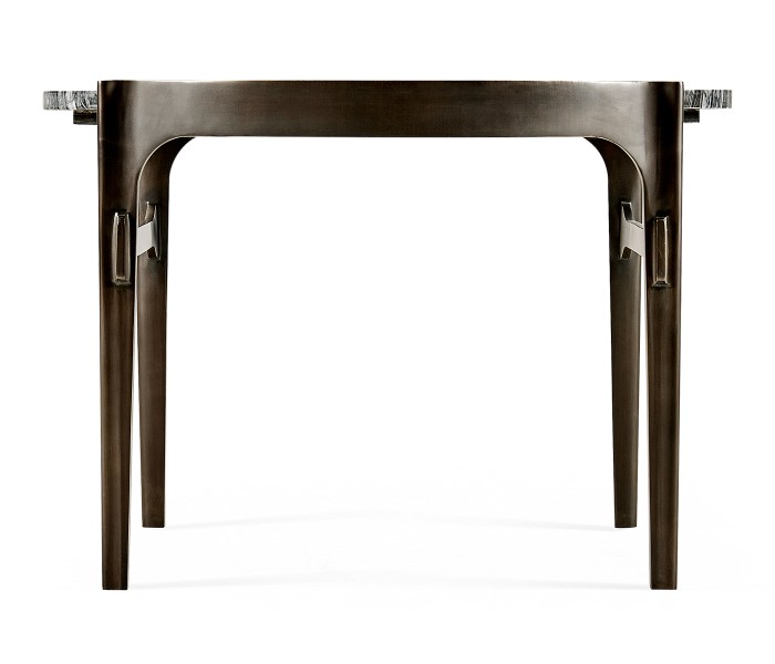 Low Round Solid Brass Coffee Table with a Grey Marble Top