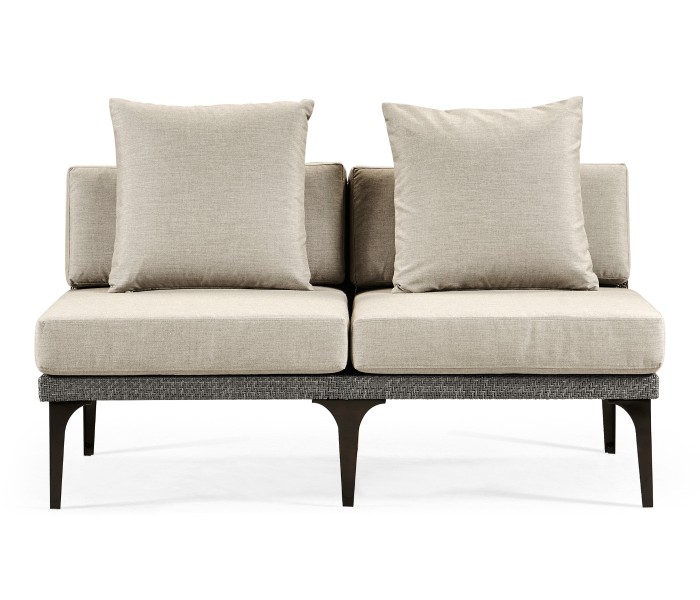 Dark Grey Rattan Two-Seat Centre Sofa Sectional 55
