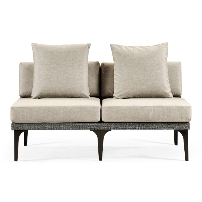 Dark Grey Rattan Two-Seat Centre Sofa Sectional 55