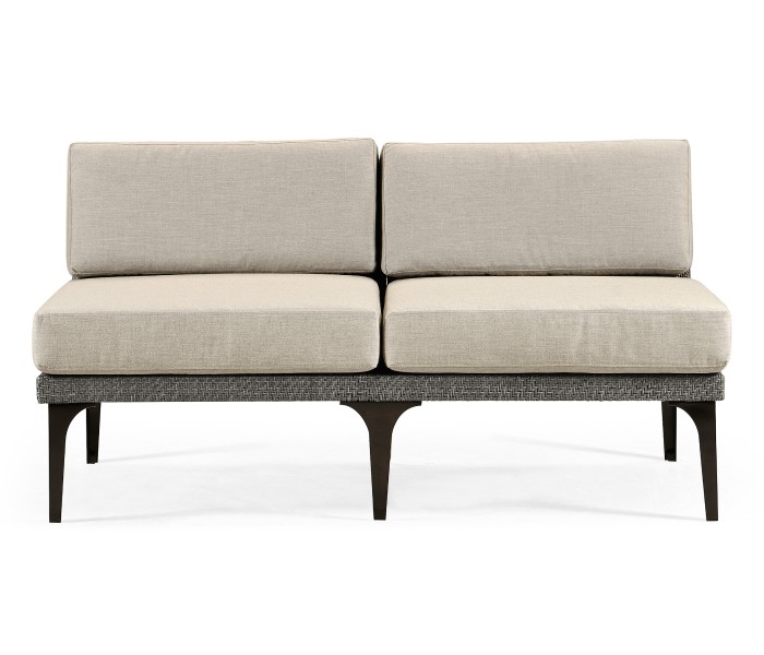 Dark Grey Rattan Two-Seat Centre Sofa Sectional 55
