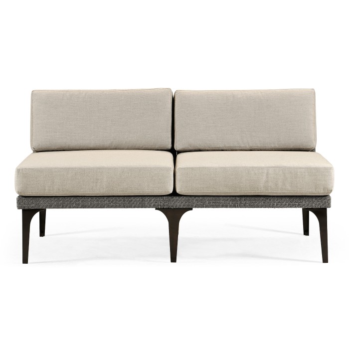 Dark Grey Rattan Two-Seat Centre Sofa Sectional 55