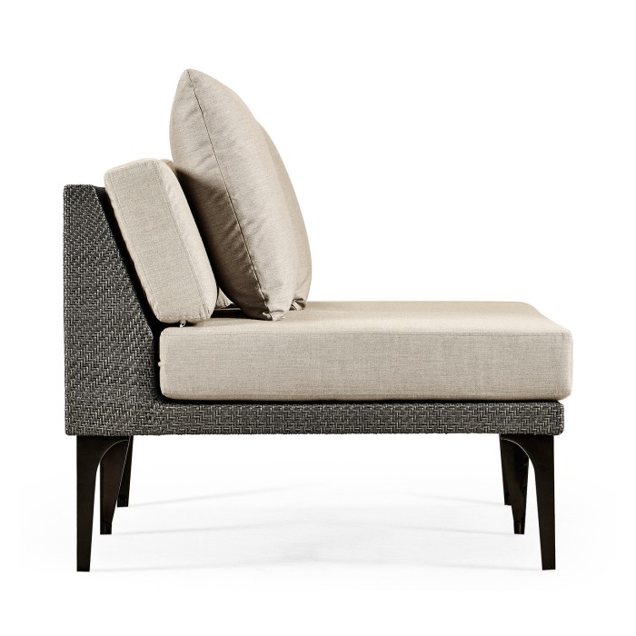 Dark Grey Rattan Two-Seat Centre Sofa Sectional 55