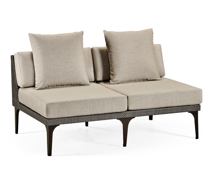 Dark Grey Rattan Two-Seat Centre Sofa Sectional 55